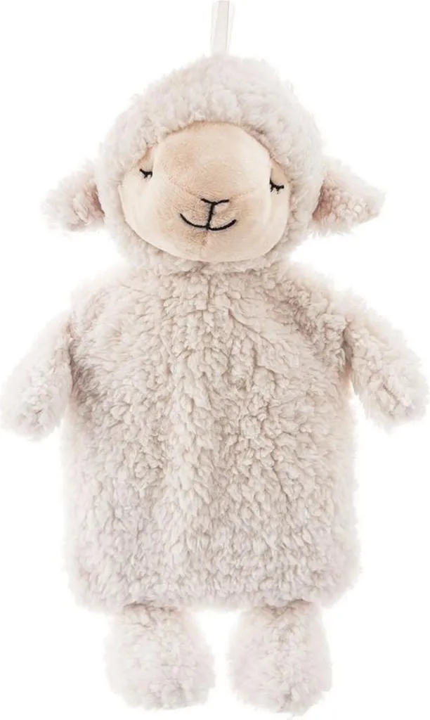 Bouillotte à Eau avec Housse Peluche Mouton - Coussin Chauffant 750 ml