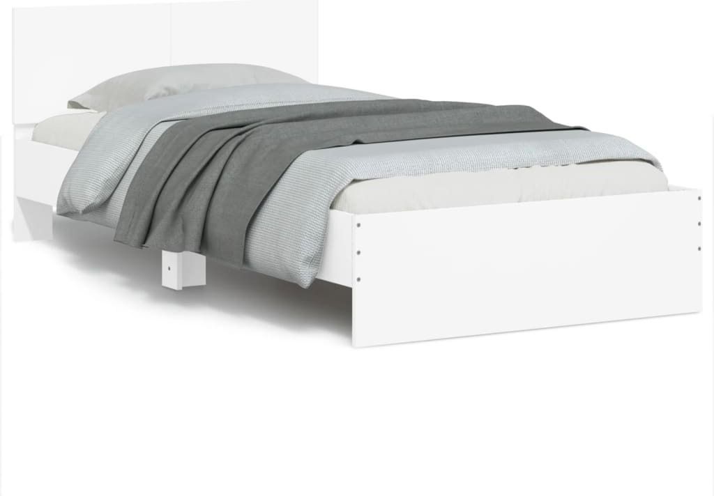 vidaXL Bettgestell mit Kopfteil Weiß 100x200 cm Produktbild 