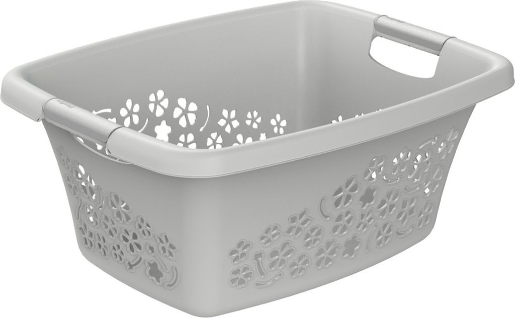 Rotho Blumen Wäschekorb 25l Cool Grey
