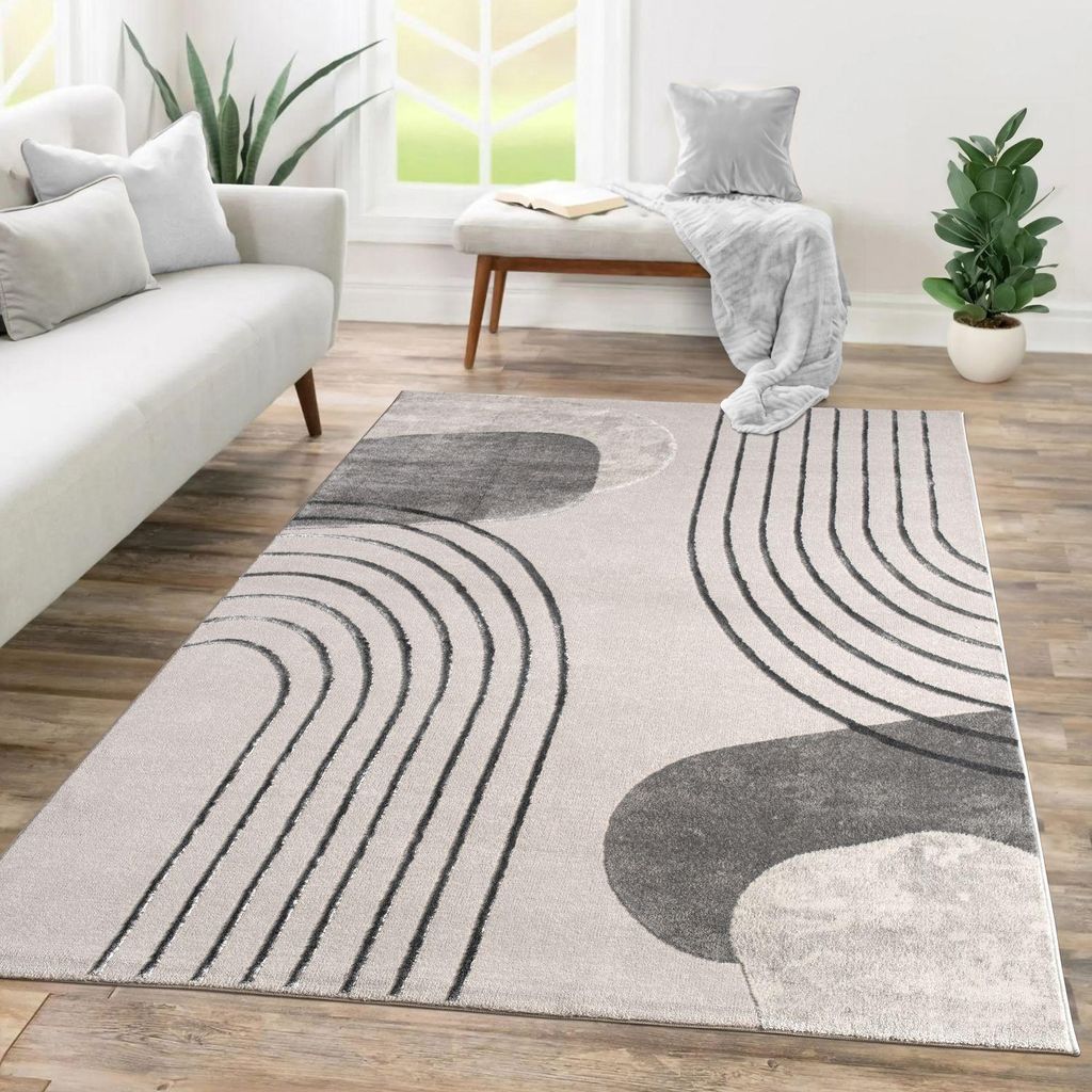 TT Home Wohnzimmer Teppich Kurzflor Geometrisches Design Produktbild 