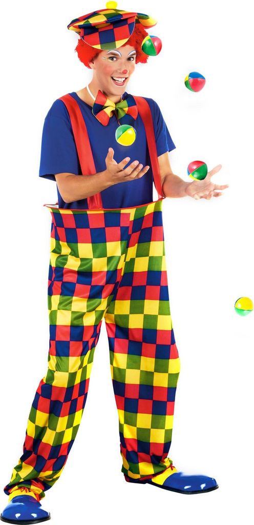 Karierter Clown - Clown Kostüm für Fasching Halloween Größe: M-L