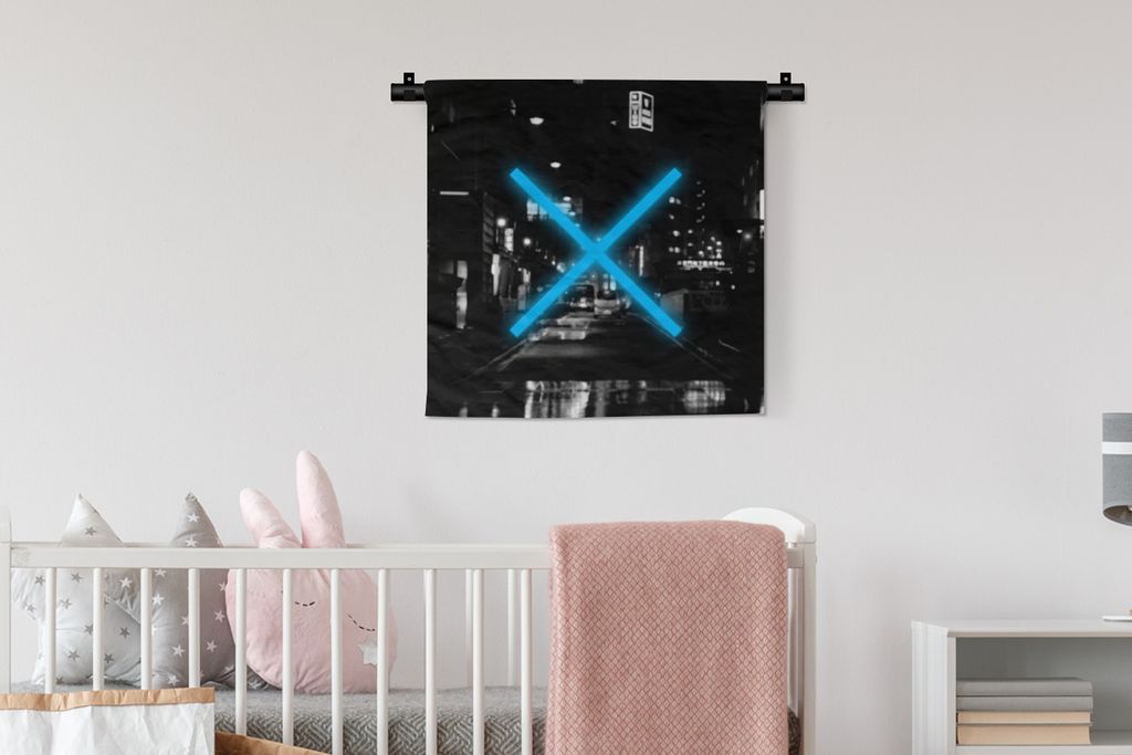 MuchoWow Wandteppich Wandbehang Spiel - Controller - Blau 60x60 cm Tapisserie Dekoration Wandtuch - Dekorationen - Wand Decke