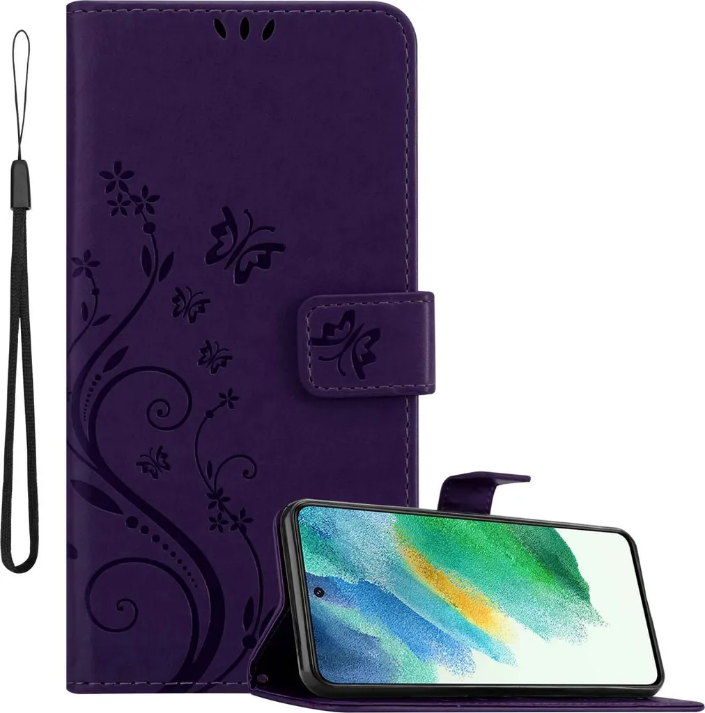 Cover Flip Samsung S21 FE Cadorabo Floral Dark Purple | Slim Case