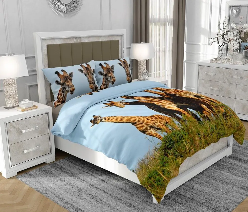 Set Letto SOVIO 140x200 100% Cotone | Animali Multicolore con Zip