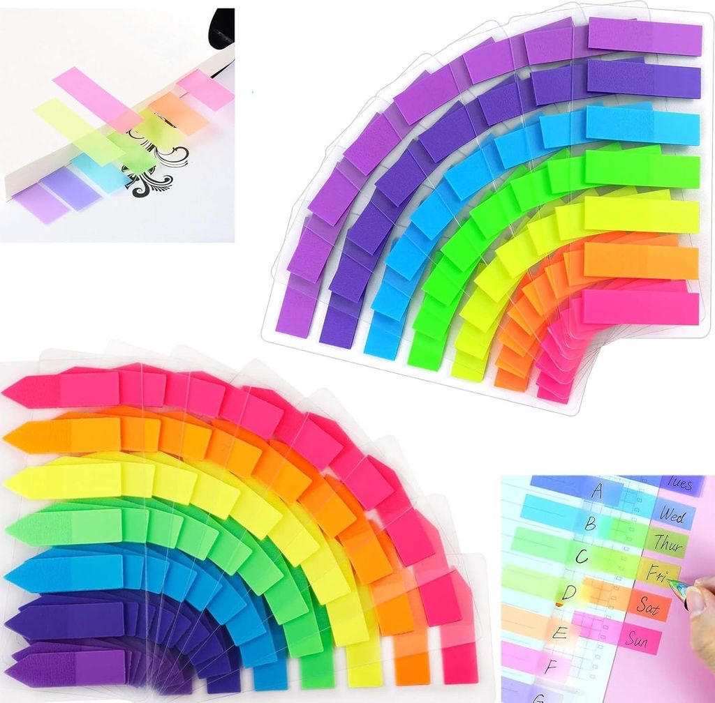 Seitenmarker Selbstklebend 280 Aufkleber, Sticky Notes, Klebezettel,Page Marker, Haftnotizen zum Markieren und Hervorheben von Seiten 7 Farben Repo...