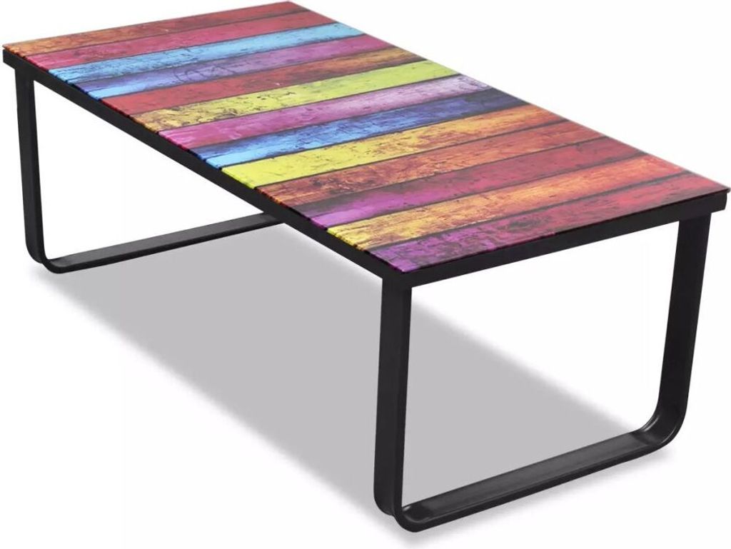 Tavolino con piano in vetro con stampa arcobaleno Immagine del prodotto 