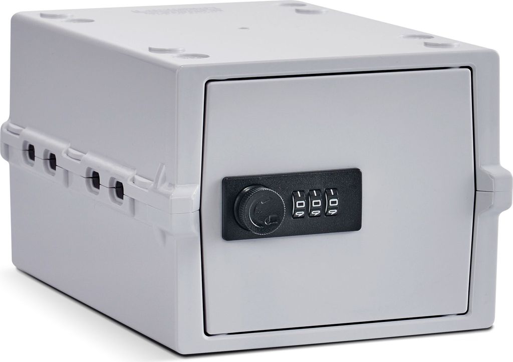 Lockabox Mini Aufbewahrungsbox mit Zahlenschloss – Abschließbarer Medikamentenschrank – Weiß