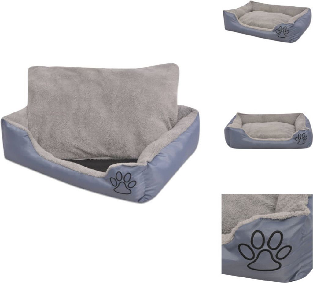 vidaXL Hundebett mit gepolstertem Kissen Größe M Grau - Hundebetten