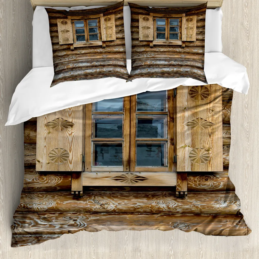 Set Letto Matrimoniale Rustico ABAKUHAUS Beige - Anti-Allergico