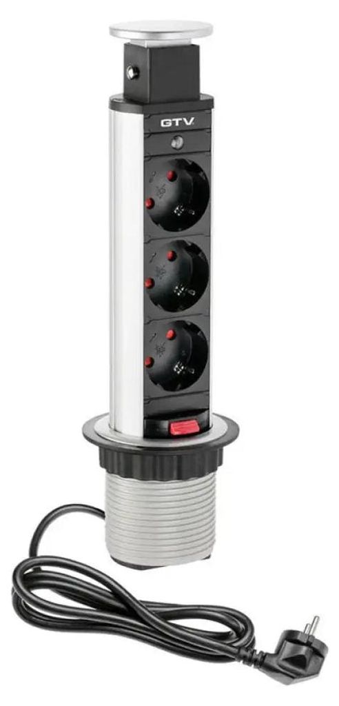Einbau-Splitter 3 Steckdosen Mit Kabel Silber Gtv