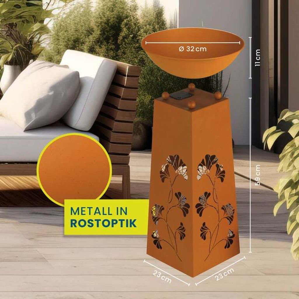 Hoberg LED Pflanzsäule 3D Schmetterling-Design Rost-Optik Produktbild 5