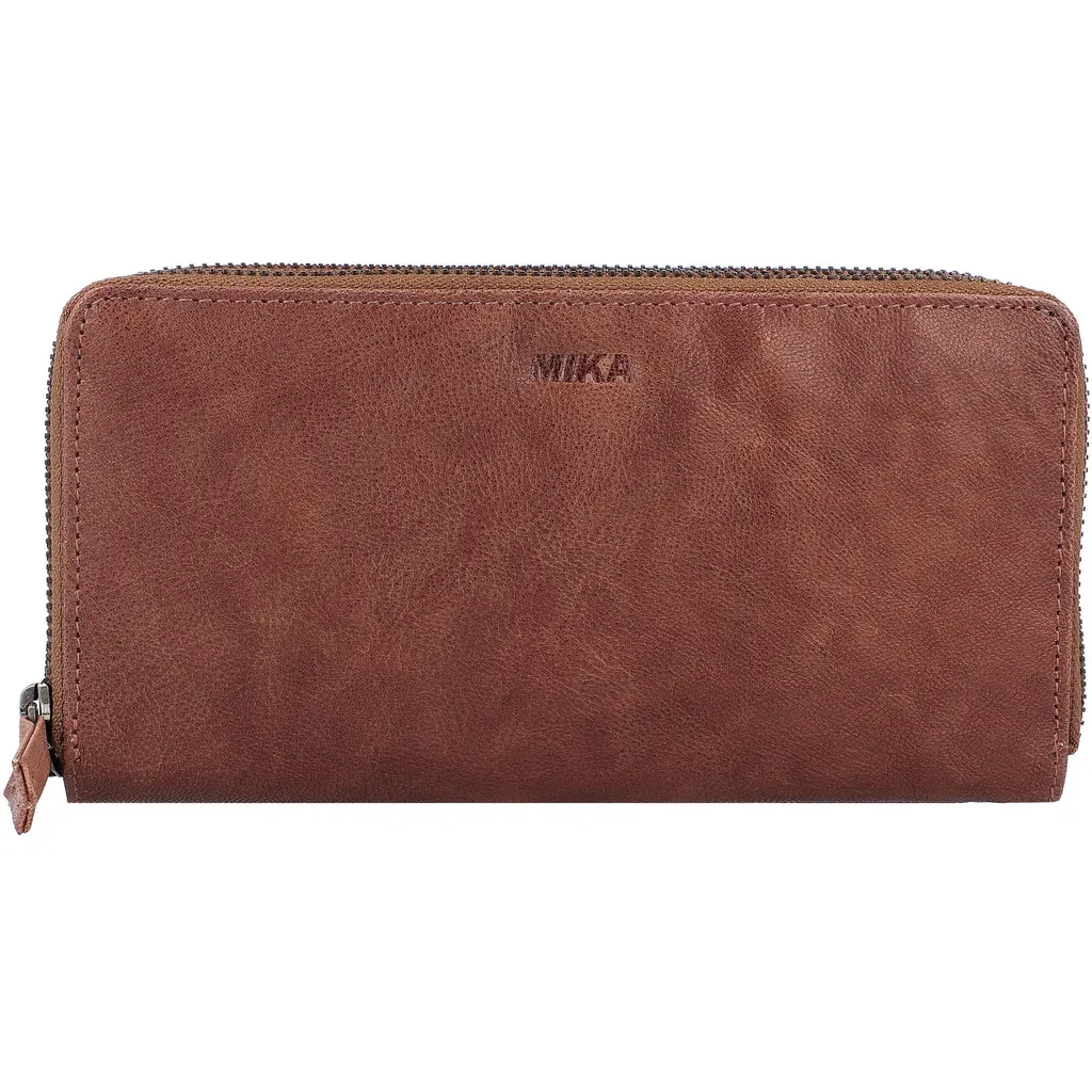 Portefeuille MIKA en cuir gris-marron avec compartiments multifonctions - 3