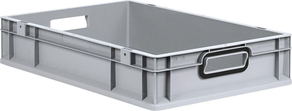 Eurobox NextGen Color | HxBxT 12x40x60cm | 23 Liter | Griffe schwarz offen | Glatter Boden | Grau | Eurobehälter, Transportbox, Transportbehälter...