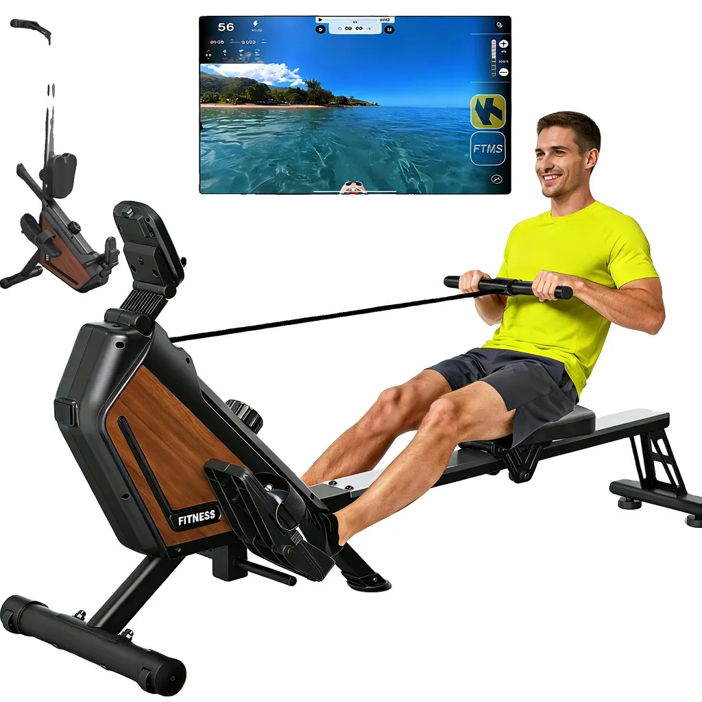 Rameur d'appartement pliable en acier - Cardio-training haute capacité