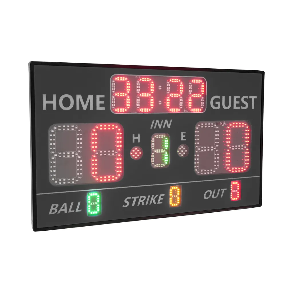 Tableau d'affichage numérique à LED noir avec télécommande pour baseball - 7