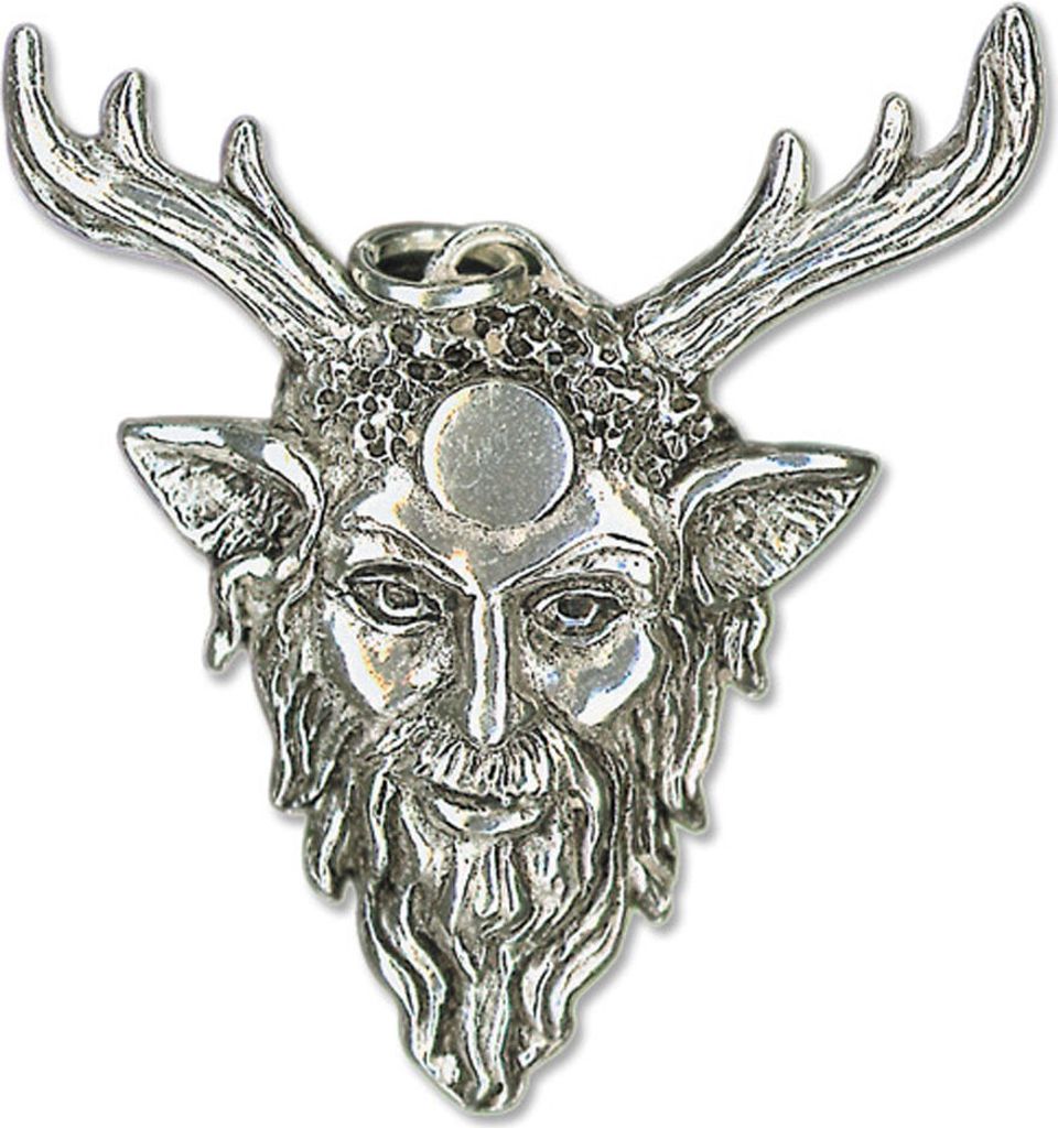 Cernunnos Schmuck Anhänger 925er Silber 27x28mm Hirschgott + Halsband