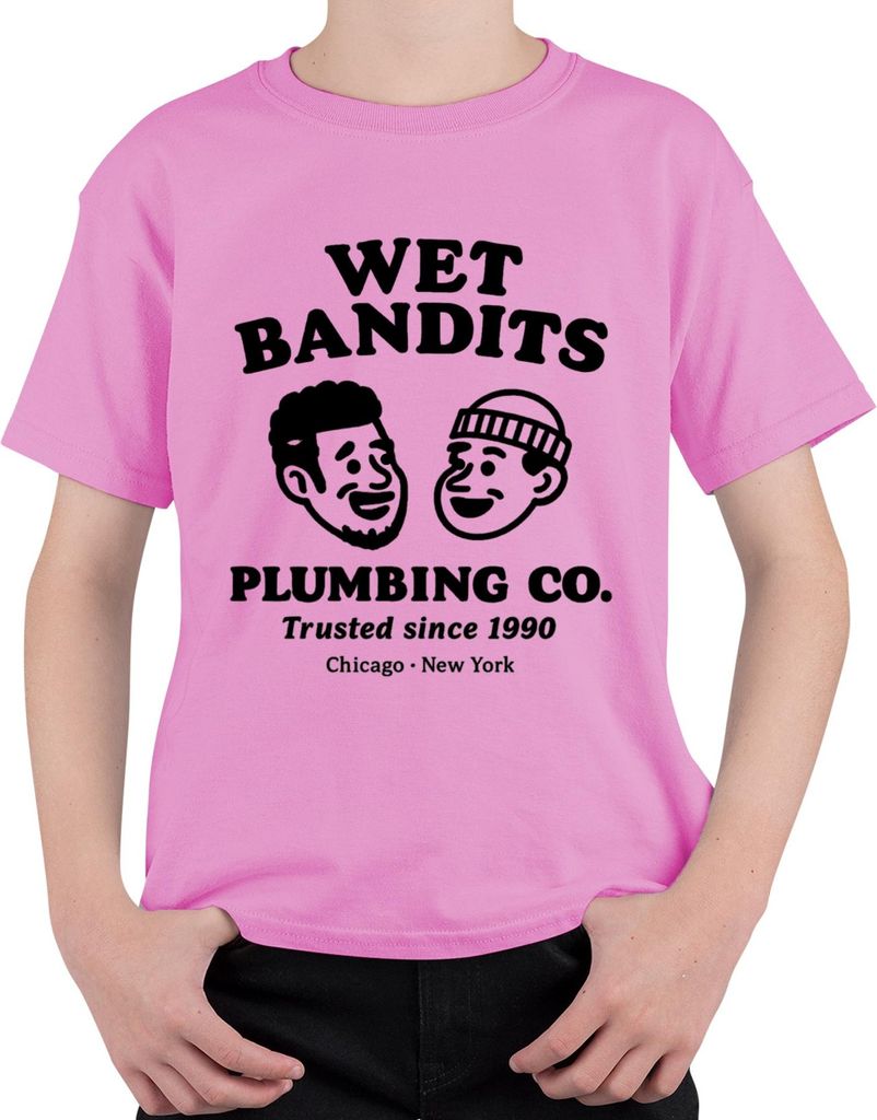 WET BANDITS PLUMBING CO Trusted since 1990 Klempner Harry Marv Uni Kinder T-Shirt, Pink, 140