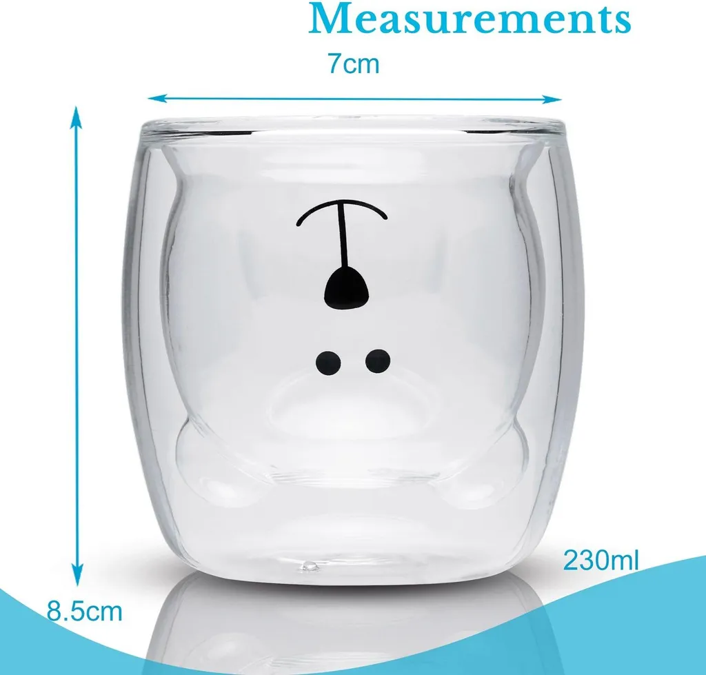 Set 4 Bicchieri Termici Orso 230ml Vetro Borosilicato Doppia Parete - 4