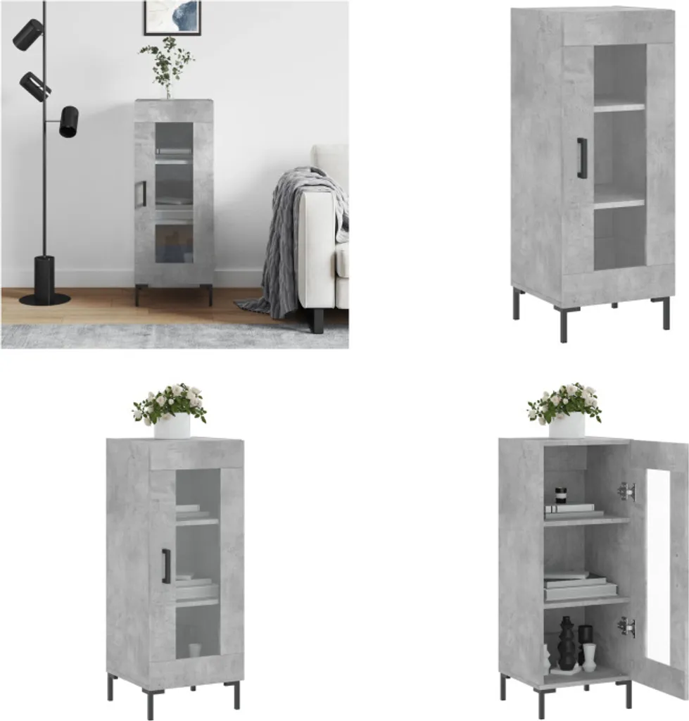 vidaXL Credenza Grigio Cemento 90cm - Mobiletto Salvaspazio Moderno