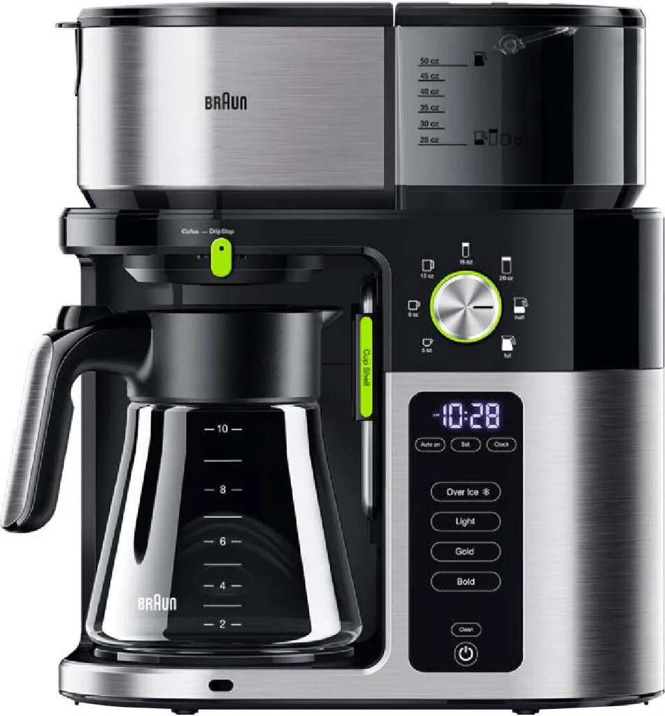 Cafetière Braun KF 9050 BK MultiServe - Technologie ExactBrew et Inox
