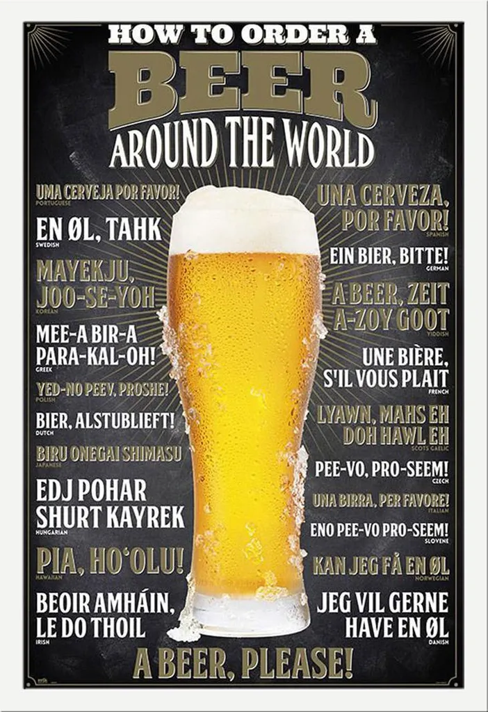 Poster Beer Around the World avec cadre Shinsuke Maxi MDF blanc 61x91,5 cm