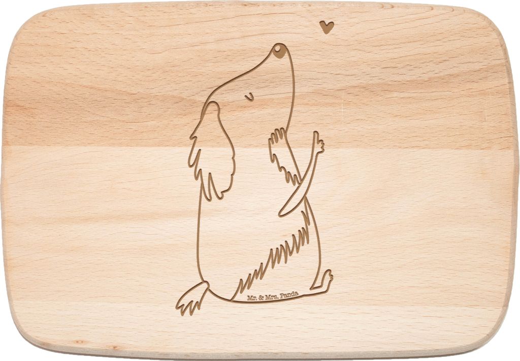 Mr. & Mrs. Panda Frühstücksbrettchen Hund Liebe - Transparent - Geschenk, Sprüche, Herz, Holzbrettchen, Schneidebrett, brotbrett, Hunde, Frühst...