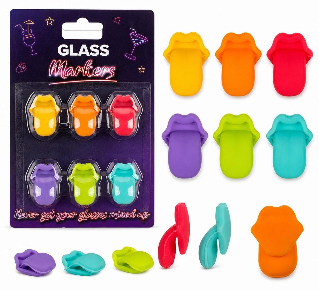 Glasmarker 6er Set aus Silikon bunte Glasmarkierer Party