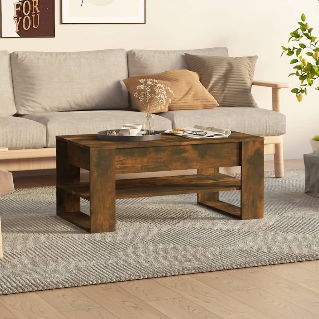 The Living Store Couchtisch Räuchereiche 102x55x45 cm Holzwerkstoff
