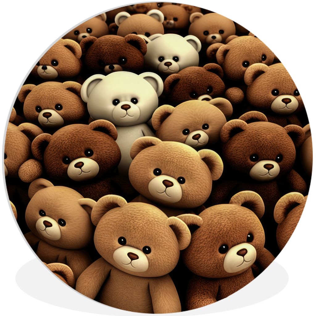 MuchoWow Rundes Wandbild - Runde Bilder Teddybär - Teddy - Braun - Bär - Jungen - Mädchen Ø 30 cm Kreis Wanddekoration Kunststoff - Wandkreis...