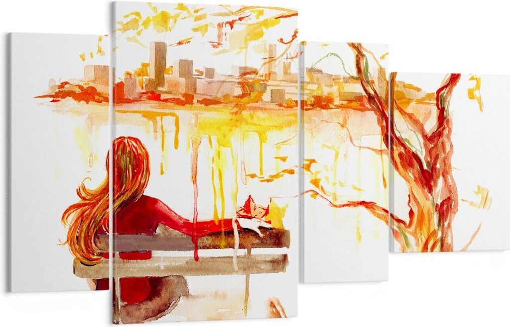 Bild auf Leinwand - Leinwandbild - Weiblich städtisch quadrat natur - 120x70cm - Wand Bild - Wanddeko - Leinwanddruck - Bilder - Kunstdruck - Lein...