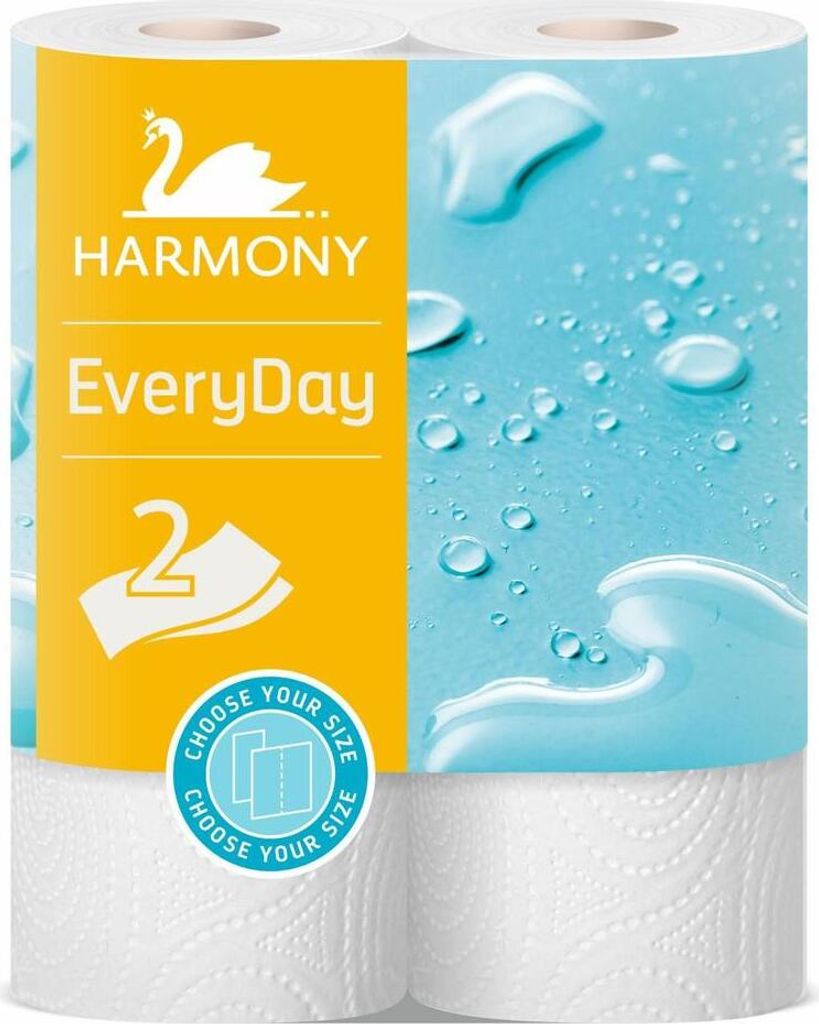 48 Rollen Harmony Natural Küchenrollen 2-lagig, Stark und saugfähig