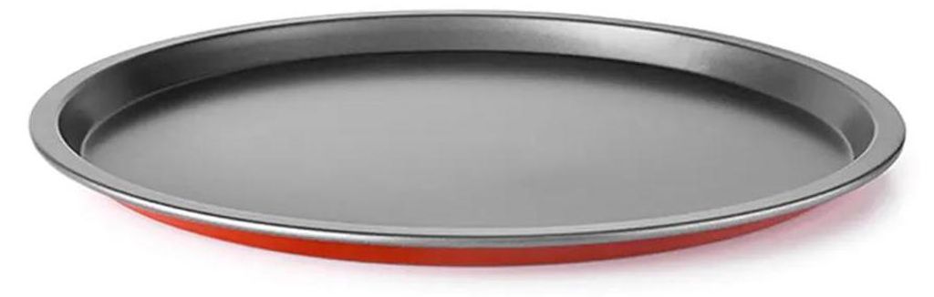 Ibili-Karamel Pizzablech, Kohlenstoffstahl, 32x1,8 cm, schwarz/rot