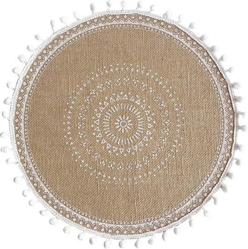 Décoration de table bohème : Set de 4 dessous de plat en jute 38 cm rond