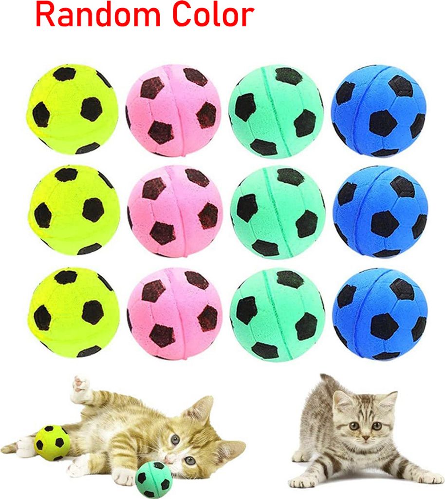 12 Stück Schaumstoff-Fußbälle, Spielzeug für Katzen, weiche Schaumstoffbälle für geräuschloses, federndes, interaktives Ballspielzeug für H...
