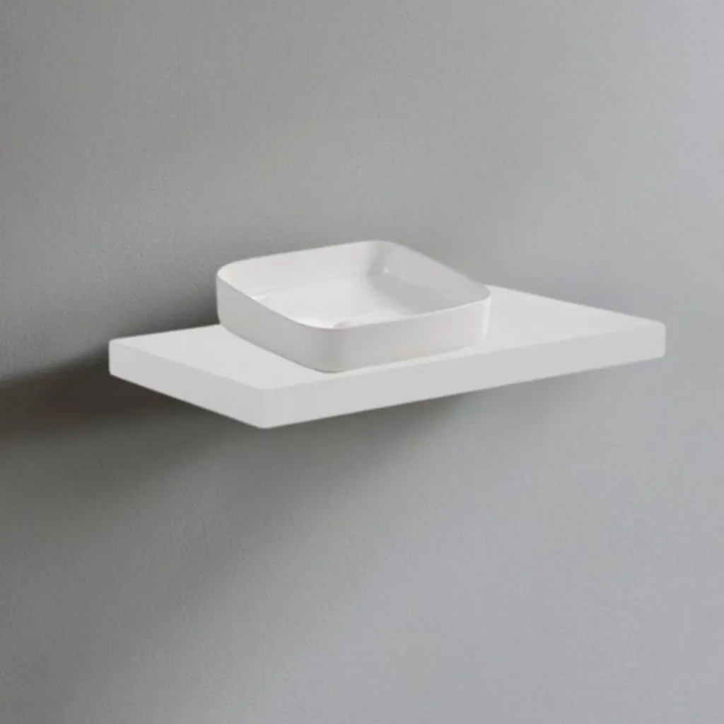 Mensolone Bagno 80x48 Bianco con Lavabo Appoggio | Design Moderno - 1