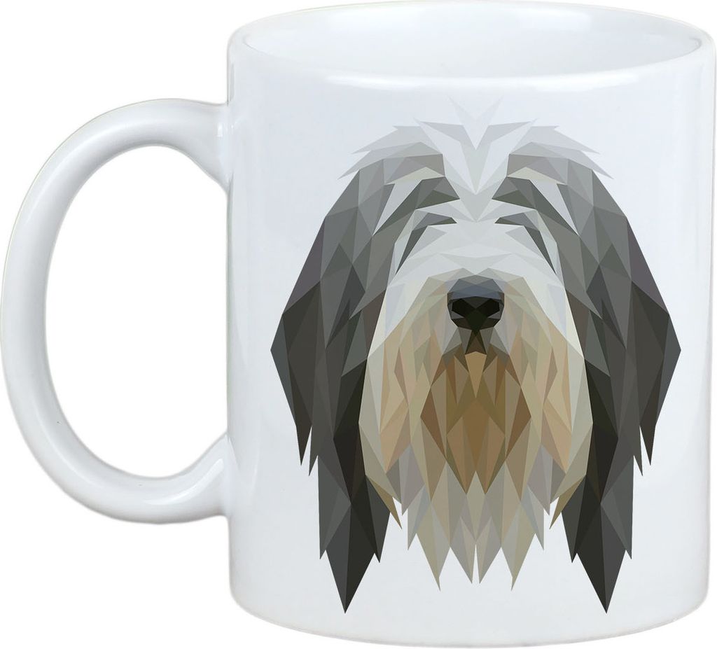 Bearded Collie - Becher mit einem Bild und dem Schriftzug geometrischer Hund Art-Dog