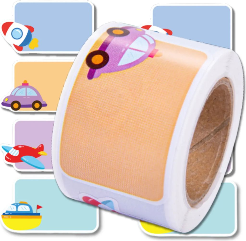 EDIBAZZAR | Aufkleber Etiketten bunt Anhänger auf Rolle 100 Stück für Kinder DIY