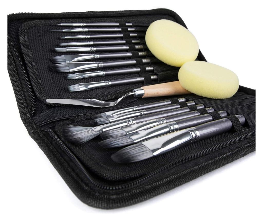 15-teiliges Pinselset für Acryl-, Ölfarben, Aquarell, mit Produktbild 