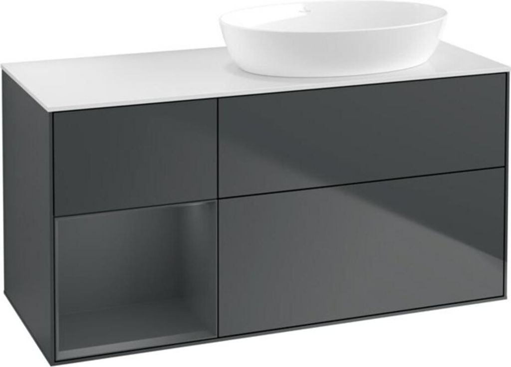 V&B Waschtischunterschrank Wandbeleuchtung Finion 120cm, Pl w m, Rg md m Lac, md bl. m Lac