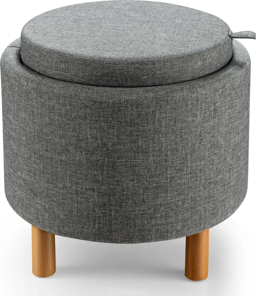 Petit Pouf d'Appoint pour Chambre ou Salon avec Rangement et Plateau