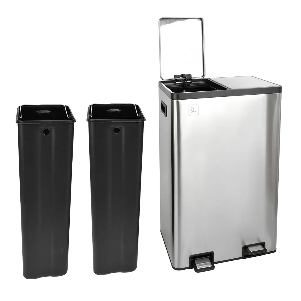 Poubelle Double Tri Sélectif 60L avec Pédales et Couvercle Soft-Close