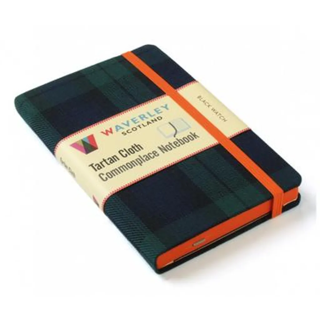 Orologio nero: Taccuino Waverley in vero tessuto tartan (9 cm x 14 cm)