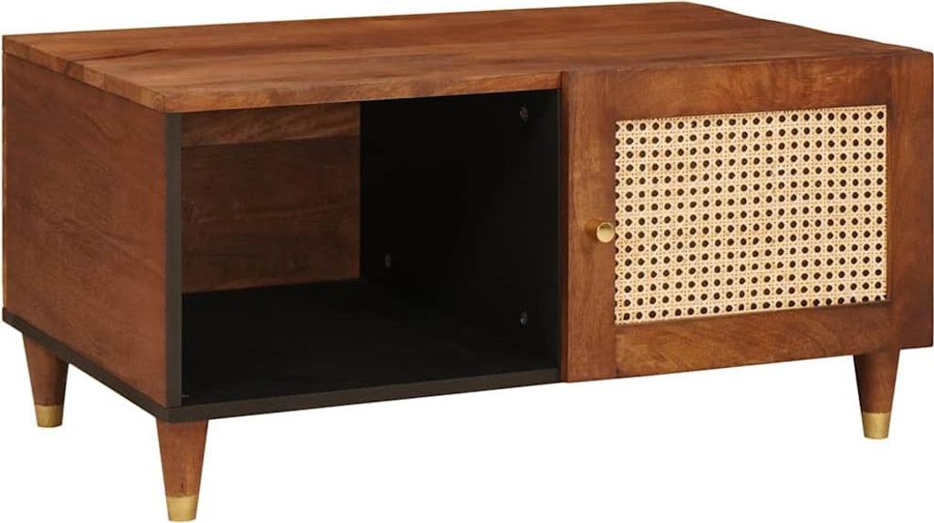 SYFAX Kaffee-Tische Braun 80 x 50 x 40 cm Rohr und massives Mangoholz