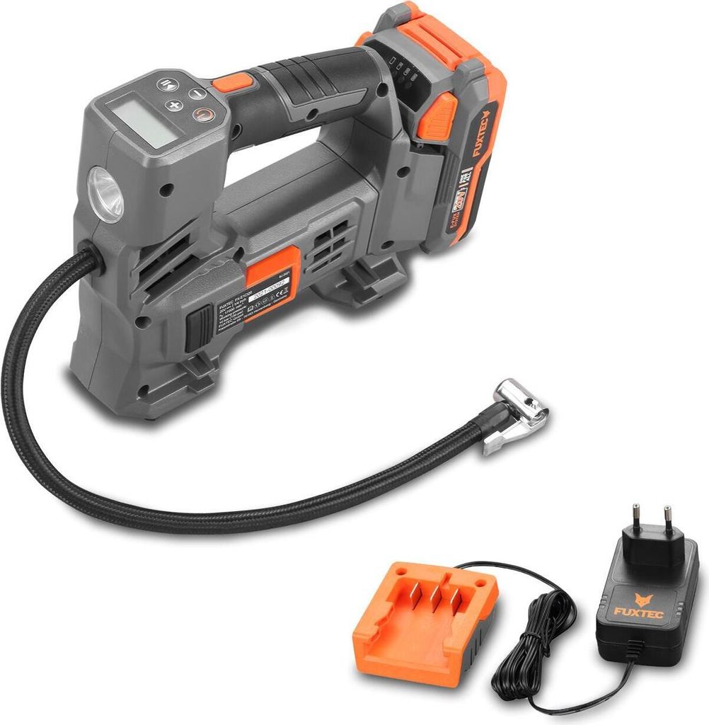 FUXTEC 20V Akku Kompressor FX-E1CI20 SET mit 1 x Akku 2Ah, 1 x Ladegerät 1A