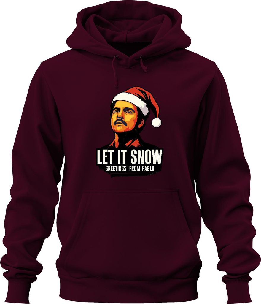 LET IT SNOW Weihnachten Santa Geschenk Pablo Wichtelgeschenk Uni Hoodie Kapuzenpullover, Burgundy, 3XL