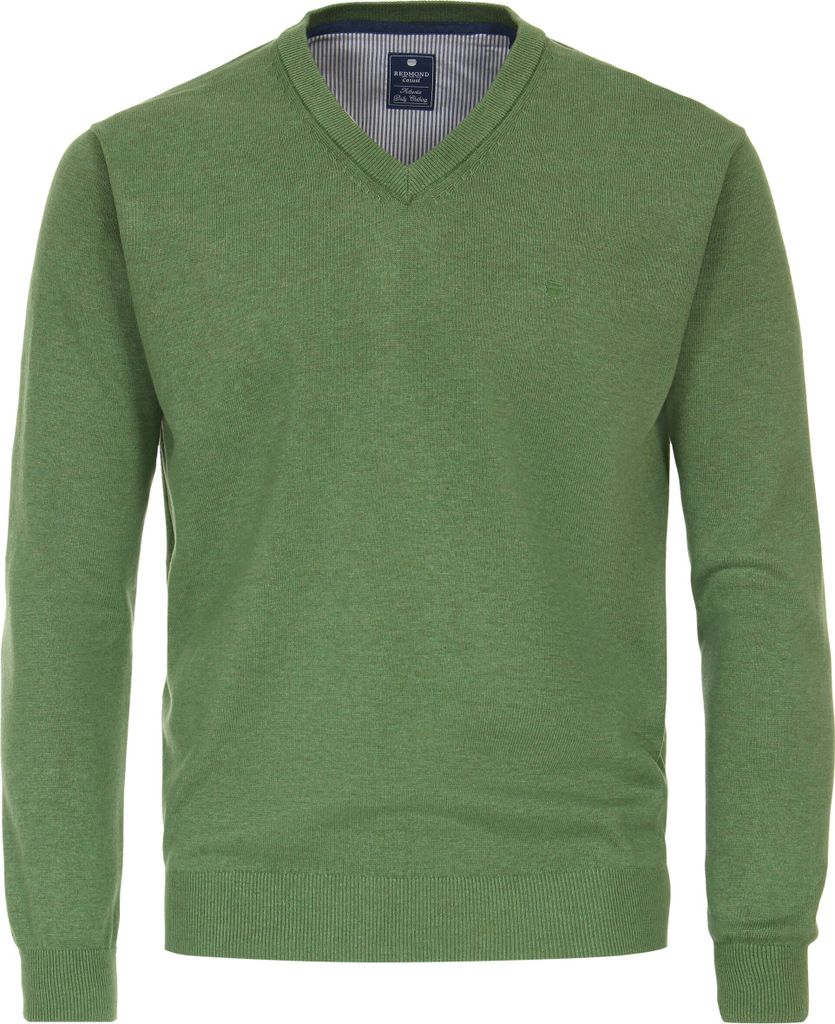REDMOND Casual Herren Pullover Langarm V-Neck Comfort Grün M