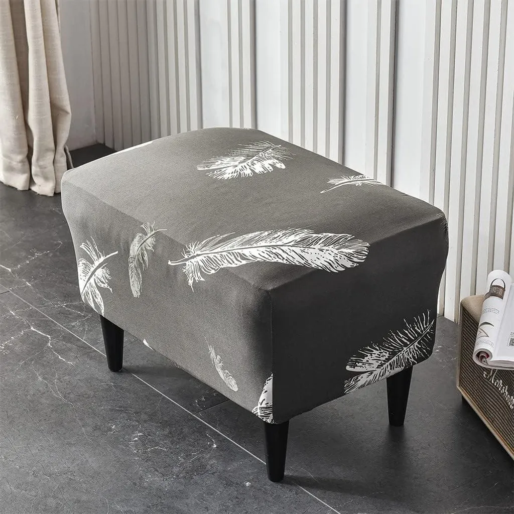Housse de siège blanche en polyester lavable, design plumes élégant - 3