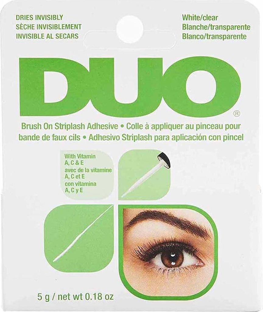 The image shows the packaging of DUO Brush On Striplash Adhesive.