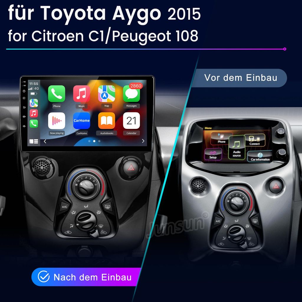 Carplay 10" Autoradio pour Toyota Aygo II Citroen C1 Image du produit 