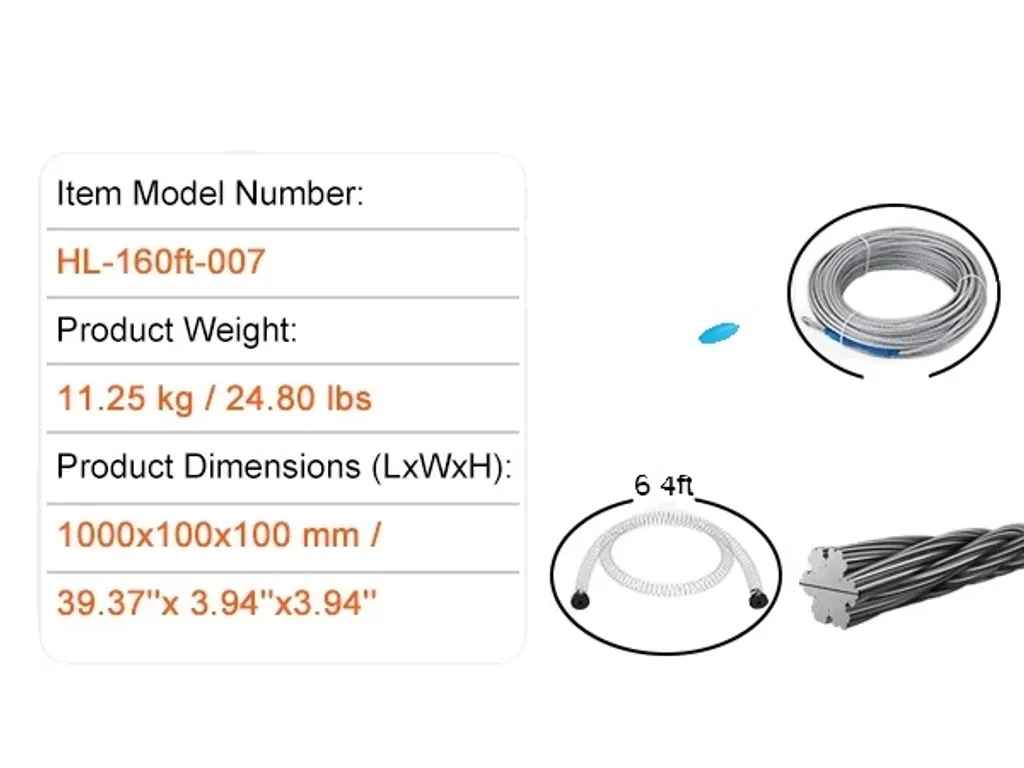Kit Tyrolienne Sécurisé 50m VEVOR avec Harnais - 500lbs Max - 160ft